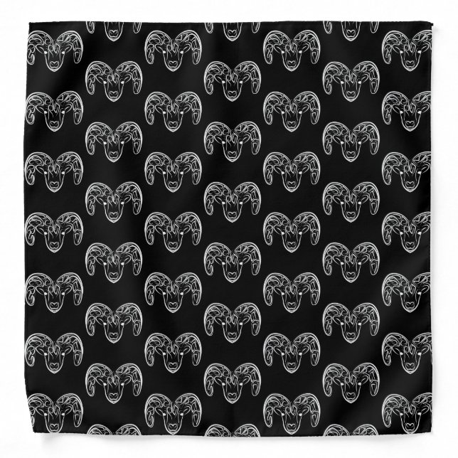 Black and White Tribal Goat / Sheep Bandana (Front)