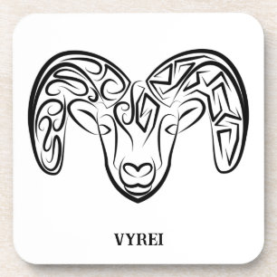 Black and White Tribal Goat / Sheep Beverage Coaster
