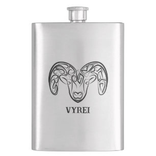 Black and White Tribal Goat / Sheep Flask