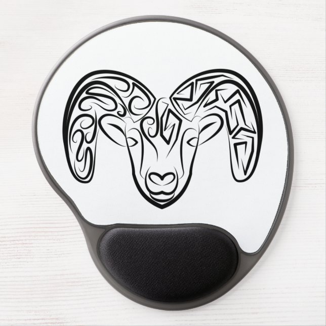 Black and White Tribal Goat / Sheep Gel Mouse Pad (Front)