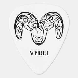 Black and White Tribal Goat / Sheep Guitar Pick