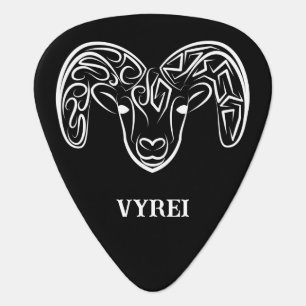 Black and White Tribal Goat / Sheep Guitar Pick