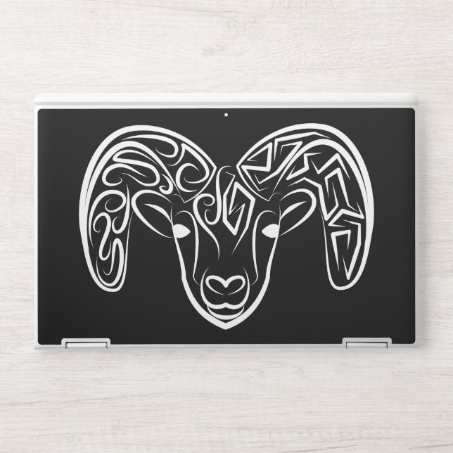 Black and White Tribal Goat / Sheep HP Laptop Skin (Front)