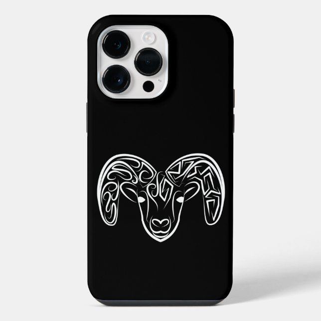 Black and White Tribal Goat / Sheep iPhone Case (Back)