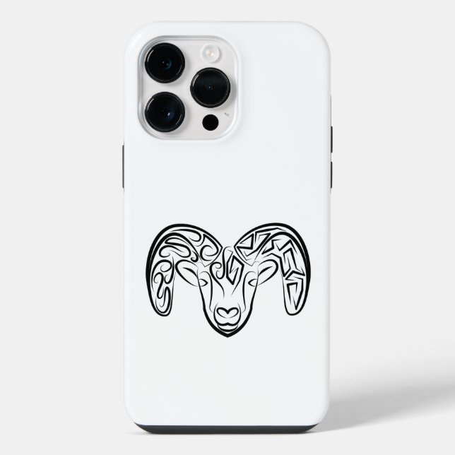 Black and White Tribal Goat / Sheep iPhone Case (Back)