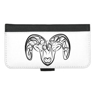 Black and White Tribal Goat / Sheep iPhone 8/7 Plus Wallet Case