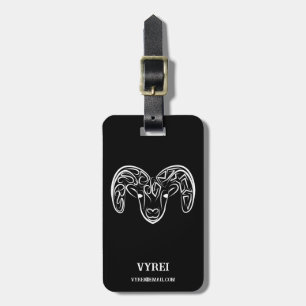 Black and White Tribal Goat / Sheep Luggage Tag