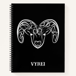Black and White Tribal Goat / Sheep Notebook