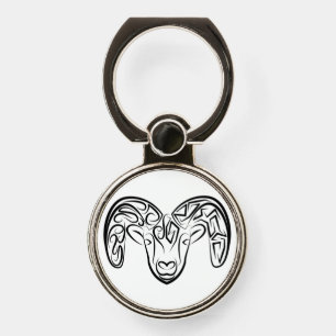 Black and White Tribal Goat / Sheep Phone Ring Stand