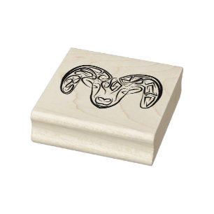 Black and White Tribal Goat / Sheep Rubber Stamp
