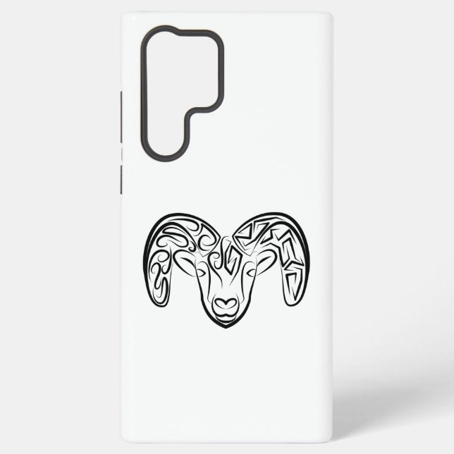 Black and White Tribal Goat / Sheep Samsung Galaxy Case (Back)