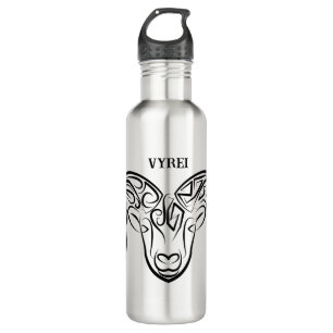 Black and White Tribal Goat / Sheep Stainless Steel Water Bottle