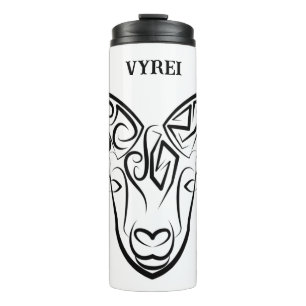 Black and White Tribal Goat / Sheep Thermal Tumbler