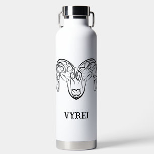 Black and White Tribal Goat / Sheep Water Bottle