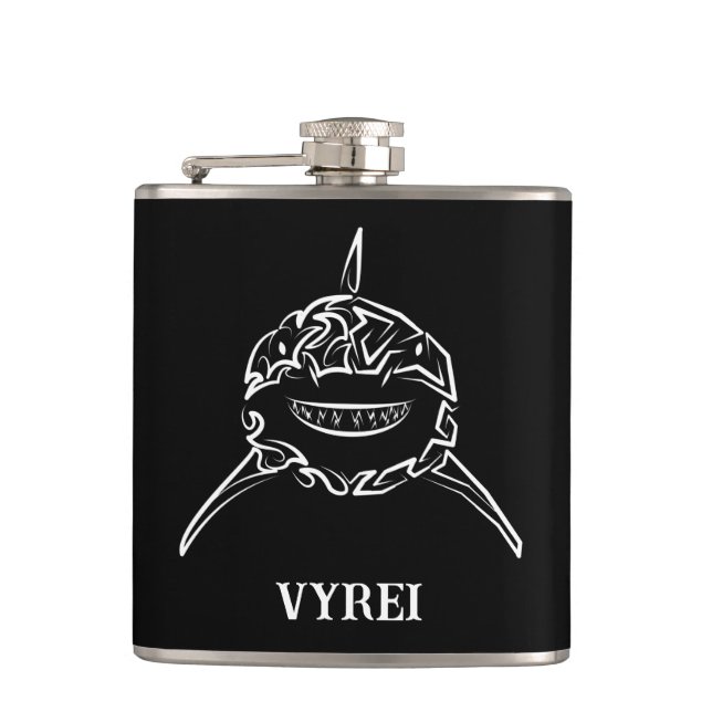 Black and White Tribal Great White Shark Flask (Front)