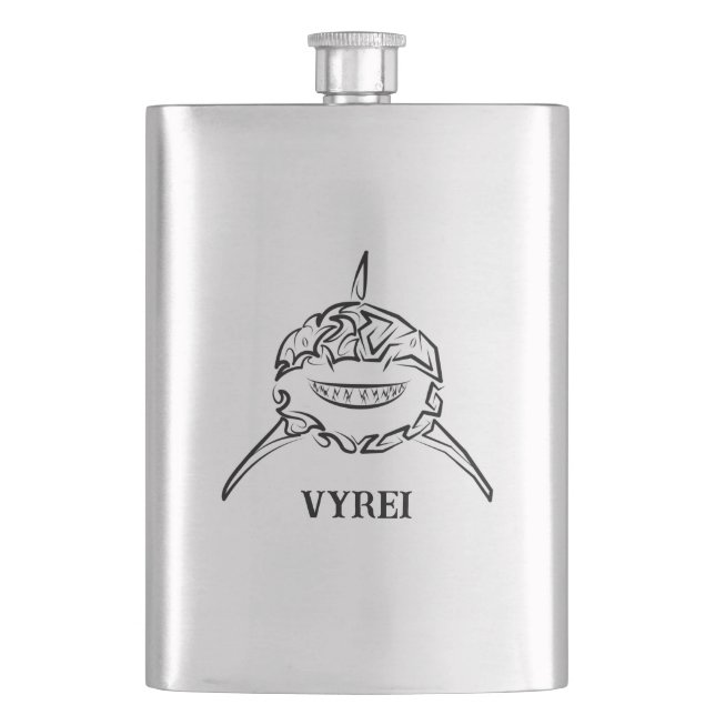 Black and White Tribal Great White Shark Flask (Front)