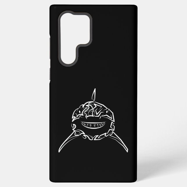 Black and White Tribal Great White Shark Samsung Galaxy Case (Back)