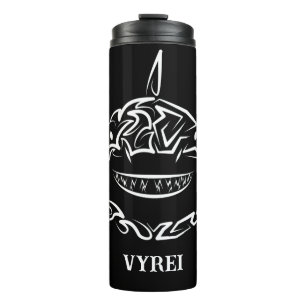 Black and White Tribal Great White Shark Thermal Tumbler