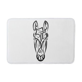 Black and White Tribal Horse Bath Mat