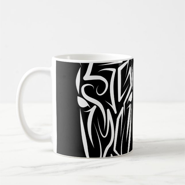 Black and White Tribal Horse Coffee Mug (Left)