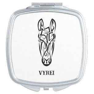 Black and White Tribal Horse Compact Mirror