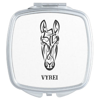 Black and White Tribal Horse Compact Mirror