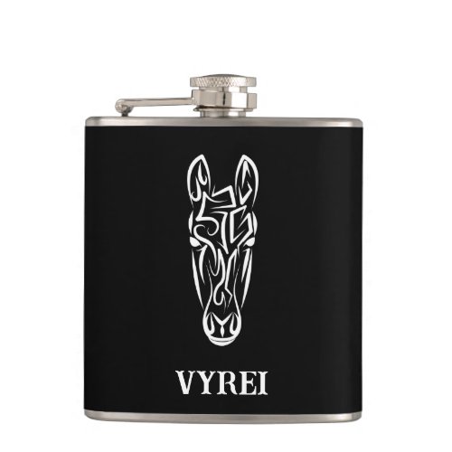 Black and White Tribal Horse Flask
