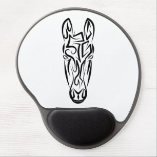Black and White Tribal Horse Gel Mouse Pad