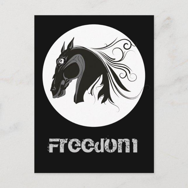 Black and white tribal horse head custom postcard (Front)