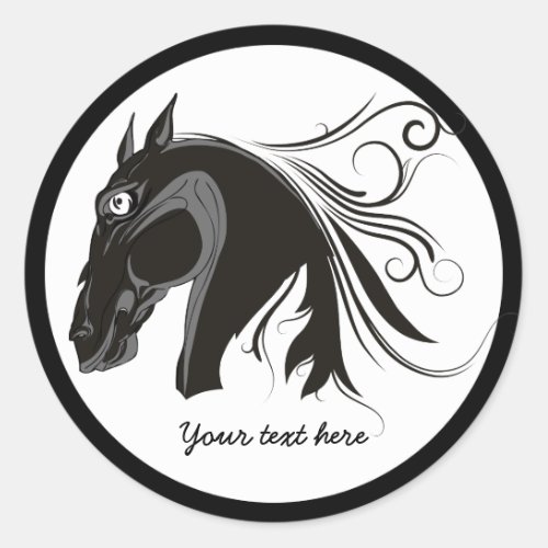 Black and white tribal horse head custom sticker