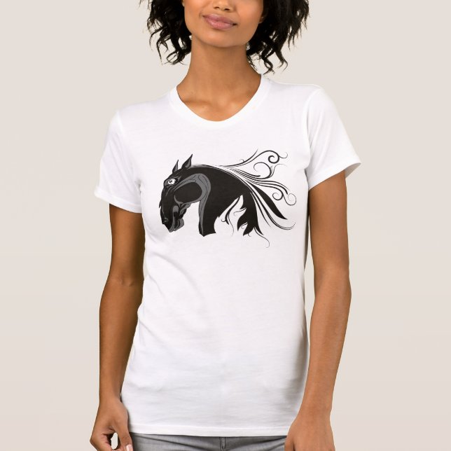 Black and white tribal horse head custom t-shirts (Front)