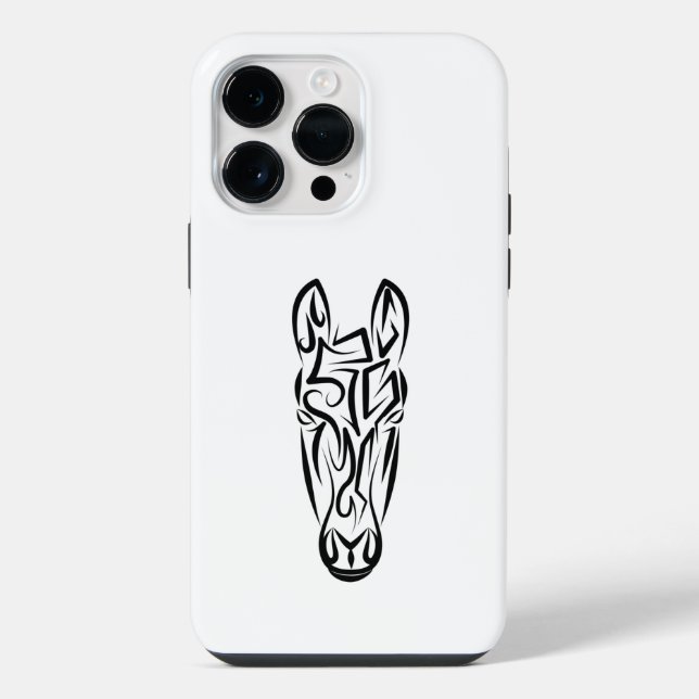 Black and White Tribal Horse iPhone Case (Back)