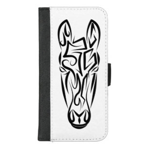 Black and White Tribal Horse iPhone 8/7 Plus Wallet Case