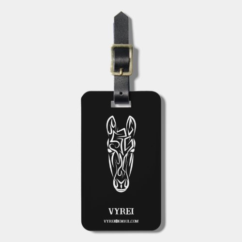 Black and White Tribal Horse Luggage Tag