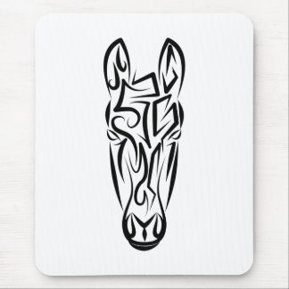 Black and White Tribal Horse Mouse Pad