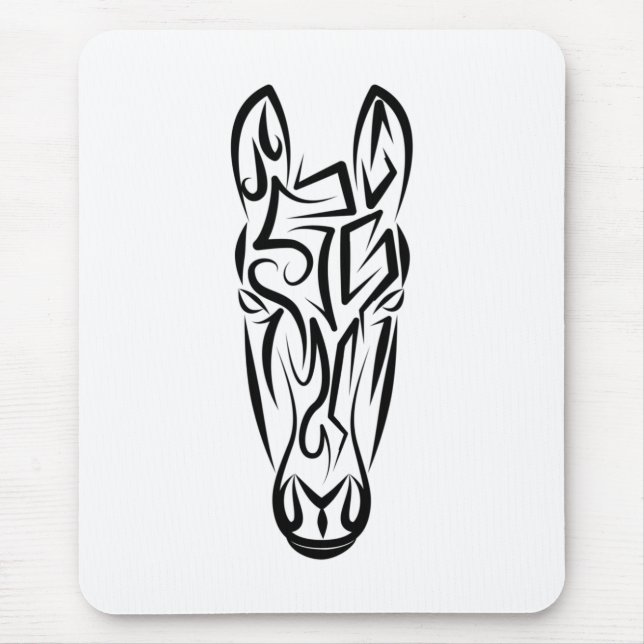 Black and White Tribal Horse Mouse Pad (Front)