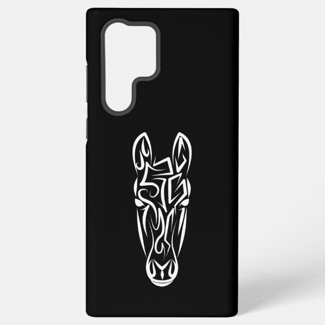Black and White Tribal Horse Samsung Galaxy Case (Back)