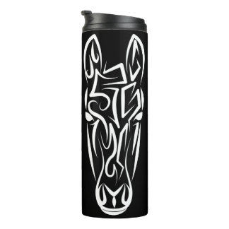 Black and White Tribal Horse Thermal Tumbler