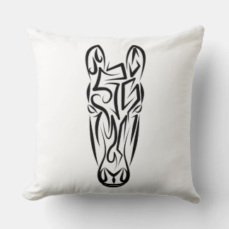 Black and White Tribal Horse Throw Pillow