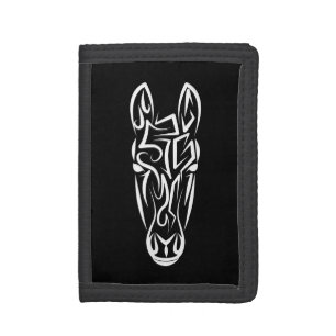 Black and White Tribal Horse Tri-fold Wallet
