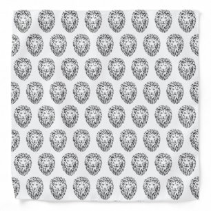 Black and White Tribal Lion Bandana