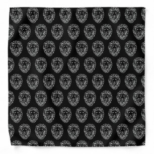 Black and White Tribal Lion Bandana