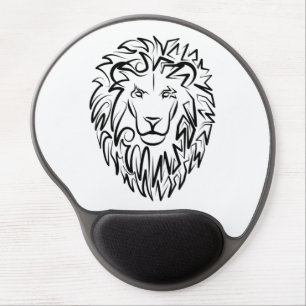 Black and White Tribal Lion Gel Mouse Pad