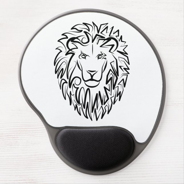 Black and White Tribal Lion Gel Mouse Pad (Front)