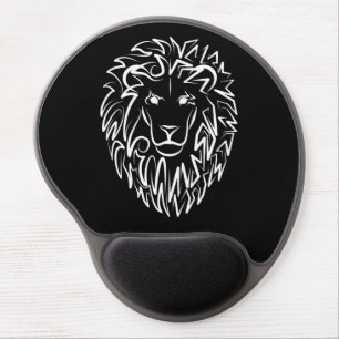 Black and White Tribal Lion Gel Mouse Pad