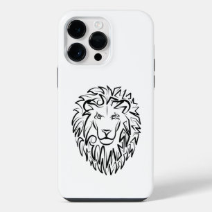 Black and White Tribal Lion iPhone 14 Pro Max Case