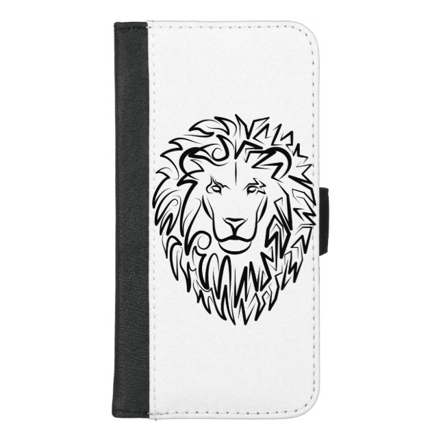 Black and White Tribal Lion iPhone Wallet Case (Front)