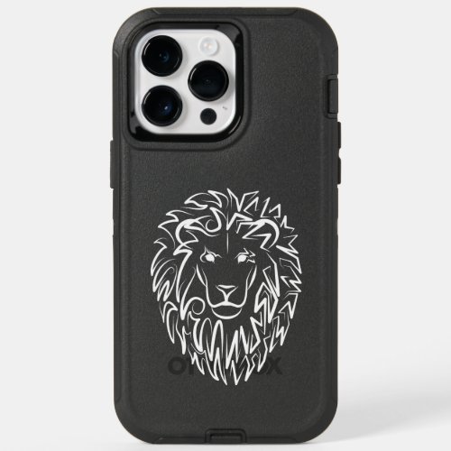 Black and White Tribal Lion OtterBox iPhone 14 Pro Max Case