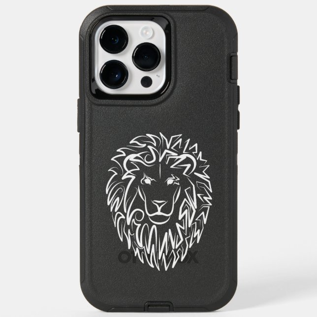 Black and White Tribal Lion Otterbox iPhone Case (Back)