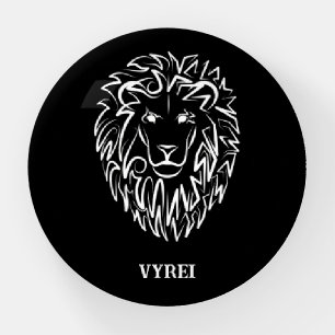 Black and White Tribal Lion Paperweight